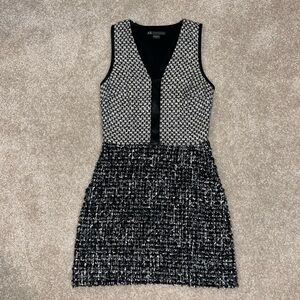 Armani Exchange A/X Tweed and Leather Trim Dress
